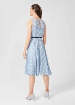 Hobbs Della Jacquard Spot Dress, Powder Blue/Black 3 Hobbs Della Jacquard Spot Dress, Powder Blue/Black -EleganceWear Store hobbs della jacquard spot dress powder blue black1 e1626362749779