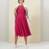 Hobbs Della Spot Fit And Flare Dress, Fuchsia Pink