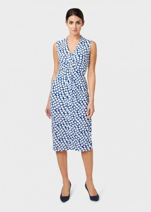 Hobbs Denisa Jersey Print Shift Dress, White/Blue 1 Hobbs Denisa Jersey Print Shift Dress, White/Blue