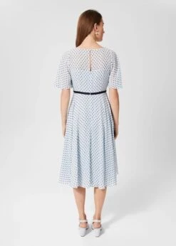 Hobbs ELEANOR Spot Fit And Flare Dress, Blue/Black 3 Hobbs ELEANOR Spot Fit And Flare Dress, Blue/Black -EleganceWear Store hobbs eleanor spot fit and flare dress blue black1 copy