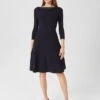 Hobbs Emily Knitted A-line Dress, Navy