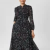 Hobbs Erin Star Fit And Flare Dress, Black/White