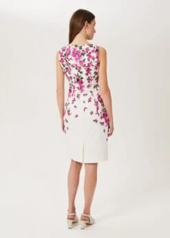 Hobbs Fiona Cotton Blend Shift Dress, Ivory/Fuchsia Pink -EleganceWear Store hobbs fiona cotton blend shift dress ivory fuchsia pink1 e1616708225557