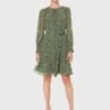Hobbs Frances Spot Sleeved Dress, Green/White