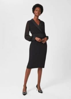 Hobbs Fridah Tux Shift Sleeve Dress, Black