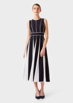 Hobbs Grace Stripe Midi Dress, Black/White