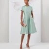 Hobbs Jocelyn Wool Silk Fit And Flare Dress, Sage Green
