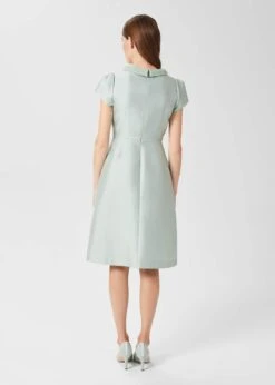 Hobbs Jocelyn Wool Silk Fit And Flare Dress, Sage Green -EleganceWear Store hobbs jocelyn wool silk fit and flare dress sage green2