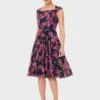 Hobbs Lauren Fit And Flare Dress, Pink/Black