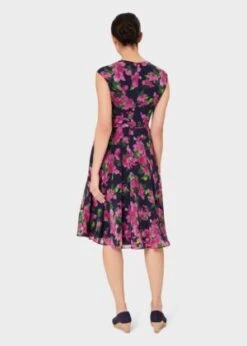 Hobbs Lauren Fit And Flare Dress, Pink/Black -EleganceWear Store hobbs lauren fit and flare dress pink black1 e1619785640194