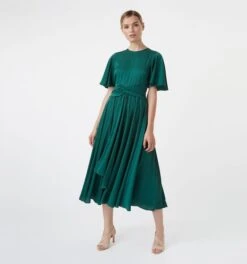 Hobbs Leia Sleeve Dress, Emerald Green