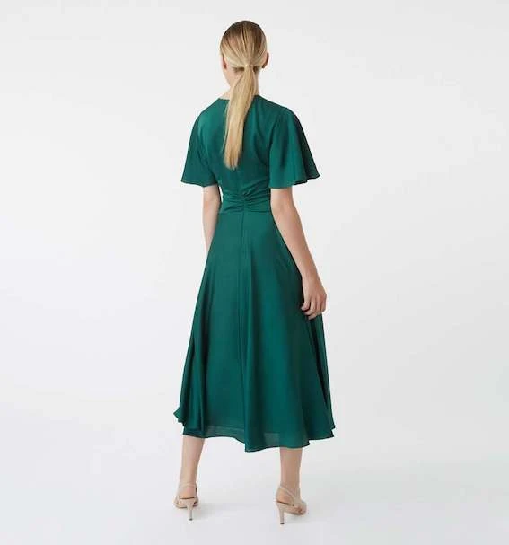 Hobbs Leia Sleeve Dress, Emerald Green 2 Hobbs Leia Sleeve Dress, Emerald Green - Image 2
