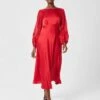 Hobbs Lenora Silk Fit And Flare Dress, Red