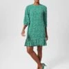 Hobbs Liana Spot A Line Dress, Green/White