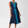 Hobbs Lila V Neck Midi Dress, Navy/Blue