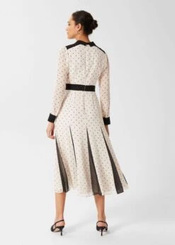 Hobbs Lilibelle Silk Sleeve Dress, Cream/Black -EleganceWear Store hobbs lilibelle silk sleeve dress cream black2 e1645204740463