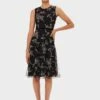 Hobbs Lilith Floral Dress, Black/Metallic