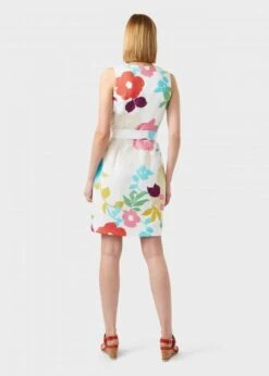 Hobbs Linen Floral Print Daria Shift Dress, Multi/White -EleganceWear Store hobbs linen floral print daria shift dress multi white1 e1589460393370