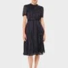 Hobbs Mae Jacquard Spot Shirt Dress, Navy/Ivory
