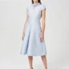Hobbs Marcella Silk Wool Beaded Dress, Light Blue