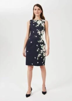 Hobbs Moira Floral Dress, Navy/White/Multi