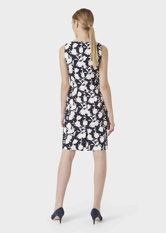 Hobbs Moira Floral Print Shift Dress, Midnight Navy/White 2 Hobbs Moira Floral Print Shift Dress, Midnight Navy/White - Image 2