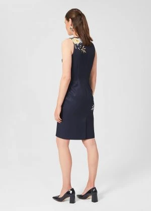 Hobbs Moira Floral Shift Dress, Navy/Yellow 2 Hobbs Moira Floral Shift Dress, Navy/Yellow - Image 2