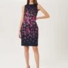 Hobbs Moira Ottoman Floral Shift Dress, Pink/Navy