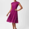 Hobbs Rosaleen Lace Shift Dress, Berry Purple/Pink