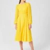 Hobbs Sadie Fit And Flare Sleeve Dress, Yellow