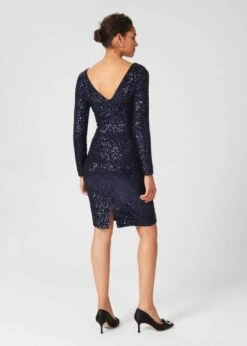 Hobbs Sawyer Sequin Shift Dress, Ink Blue -EleganceWear Store hobbs sawyer sequin shift dress ink blue1 e1634737824336