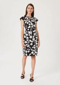Hobbs Sophia Floral Shift Dress, Black/Ivory
