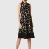 Hobbs Suzanna Animal Print Fit And Flare Dress, Black/Neutral