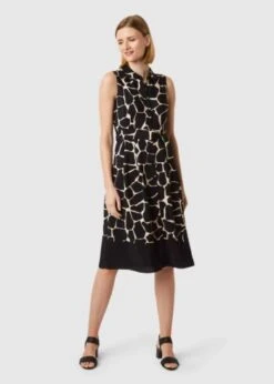 Hobbs Suzanna Animal Print Fit And Flare Dress, Black/Neutral
