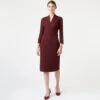 Hobbs Teresa Sleeve Dress, Burgundy Red