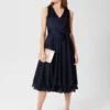 Hobbs Viola Fit And Flare Dress, Midnight Navy
