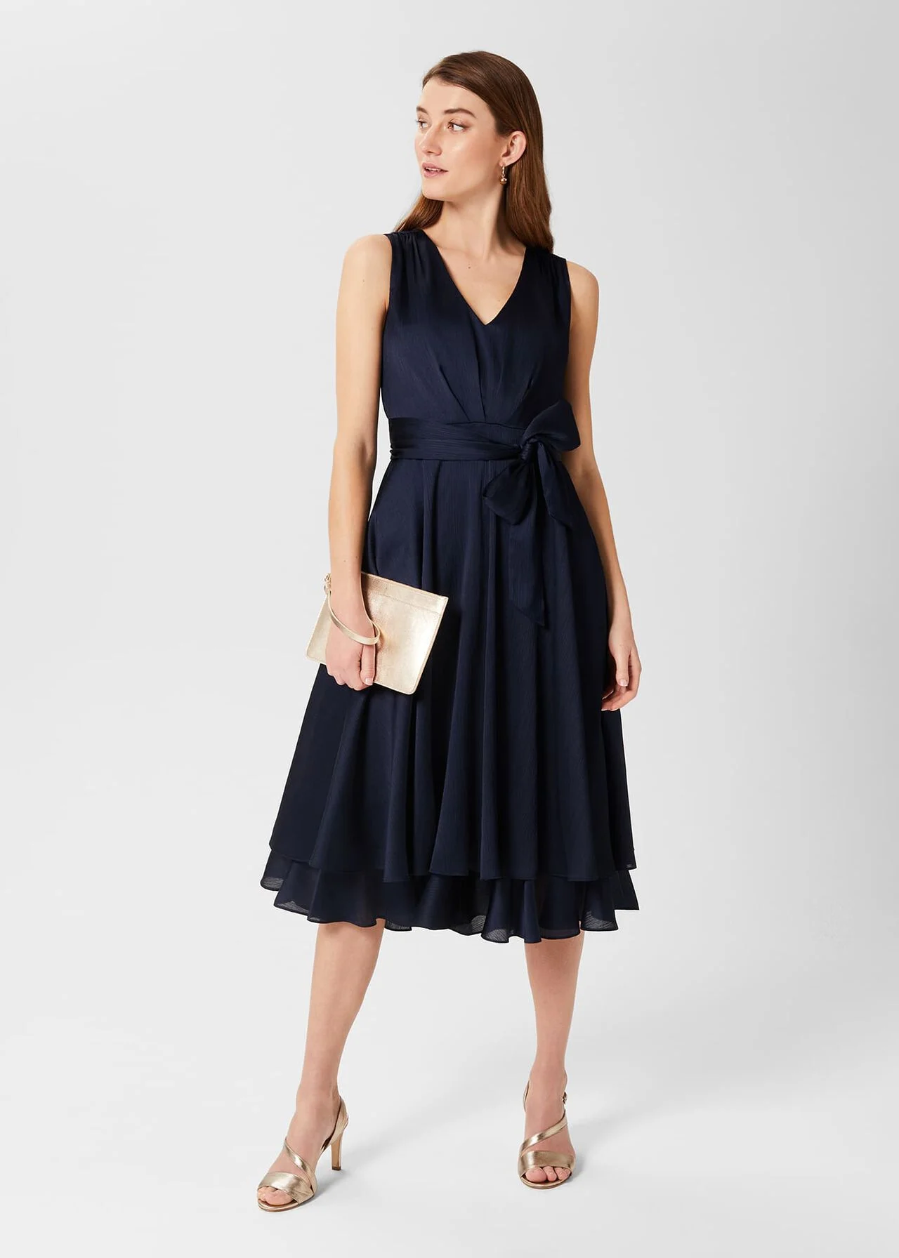 Hobbs Viola Fit And Flare Dress, Midnight Navy 1 Hobbs Viola Fit And Flare Dress, Midnight Navy