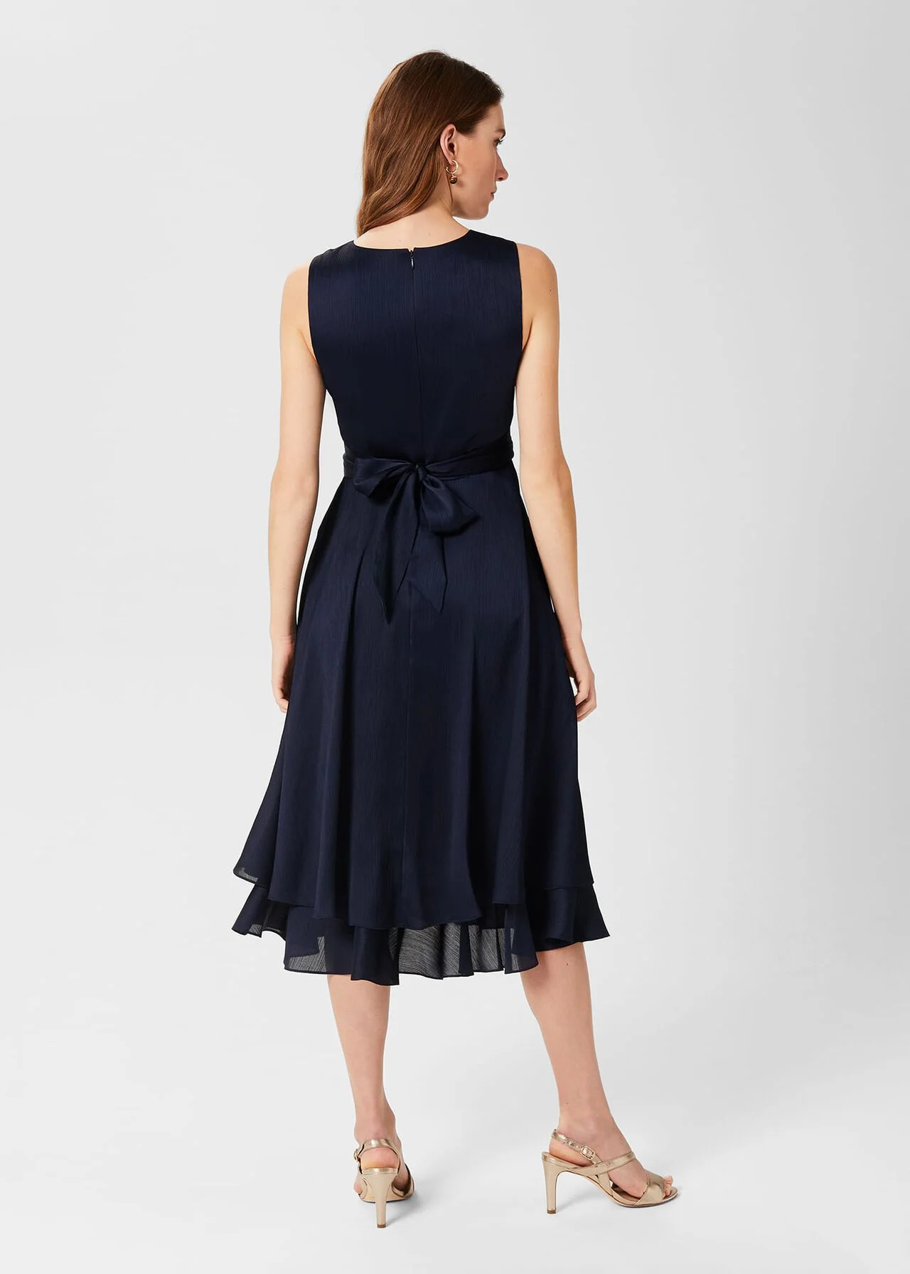 Hobbs Viola Fit And Flare Dress, Midnight Navy 2 Hobbs Viola Fit And Flare Dress, Midnight Navy - Image 2