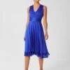 Hobbs Viola V Neck Dress, Cobalt Blue