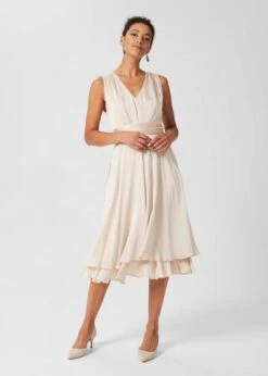 Hobbs Viola V Neck Dress, Light Blush