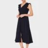 Hobbs Vivien Satin Midi Dress, Navy Blue