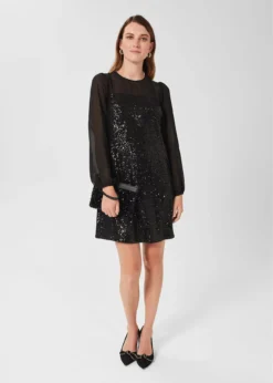 Hobbs Zariah Sequin Dress, Black