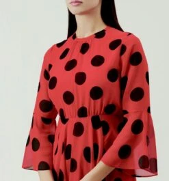Hobbs Lilia Spot Print Sleeve Dress, Red/Black -EleganceWear Store hobs Lilia sleeve spot print Dress3