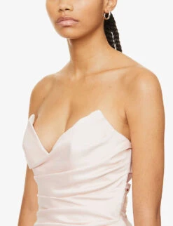 HOUSE OF CB Fleur Sweetheart-neckline Fishtail-hem Woven Maxi Dress, Blush Pink -EleganceWear Store house of cb fleur sweetheart neckline fishtail hem woven maxi dress blush pink3