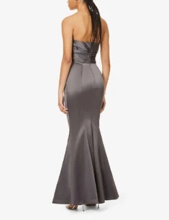 HOUSE OF CB Fleur Sweetheart-neckline Fishtail-hem Woven Maxi Dress, Shadow -EleganceWear Store house of cb fleur sweetheart neckline fishtail hem woven maxi dress shadow2