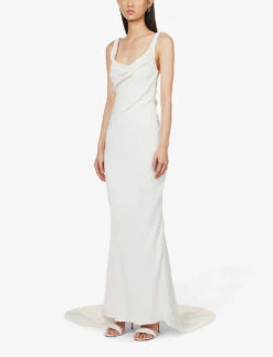 HOUSE OF CB Odette Satin Maxi Bridal Dress, White -EleganceWear Store house of cb odette satin maxi bridal dress white1
