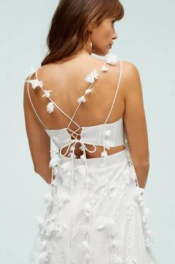 Coast 3d Floral Structured Bodice High Low Dress, Ivory