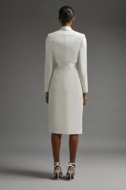 Coast Premium Midi Tuxedo Bridal Dress, White -EleganceWear Store ivory premium midi tie waist tuxedo dress1