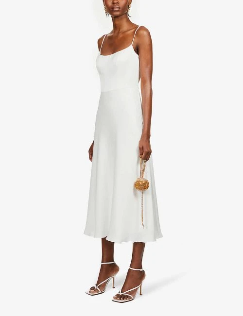 Jenny Yoo Callista Scoop-neck Twill Midi Dress, Ivory 2 Jenny Yoo Callista Scoop-neck Twill Midi Dress, Ivory - Image 2