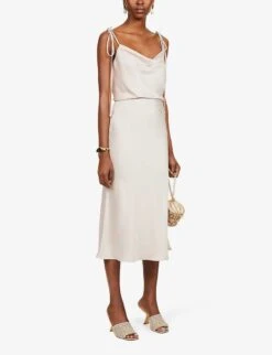 Jenny Yoo Kat Cowl-neck Satin Midi Dress, Prosecco
